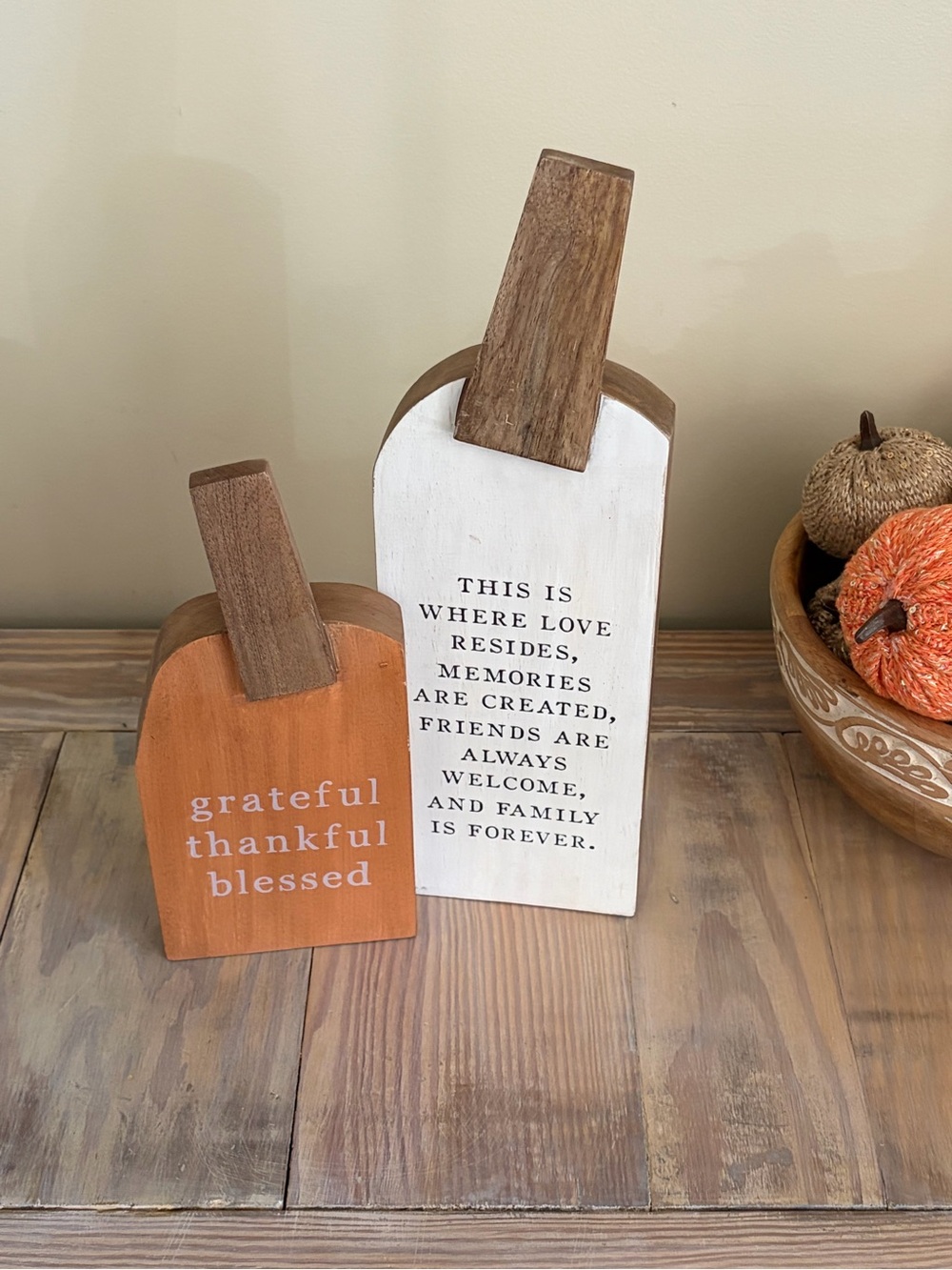 Mud Pie Farmhouse Wooden Fall Pumpkin Set 🆕🍂